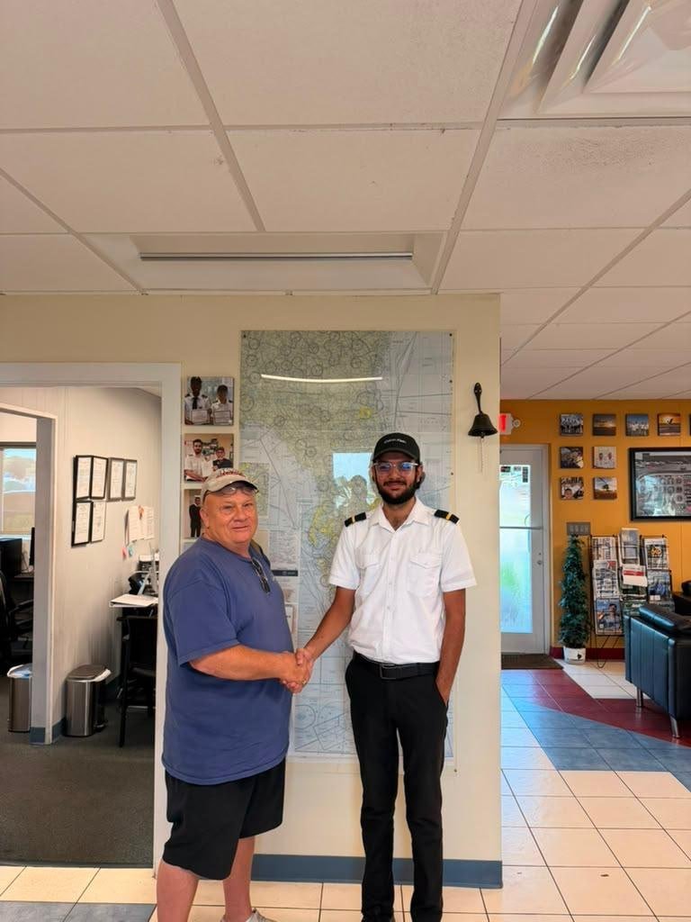 Fawad after earning his Instrument Rating at Pelican Flight Training